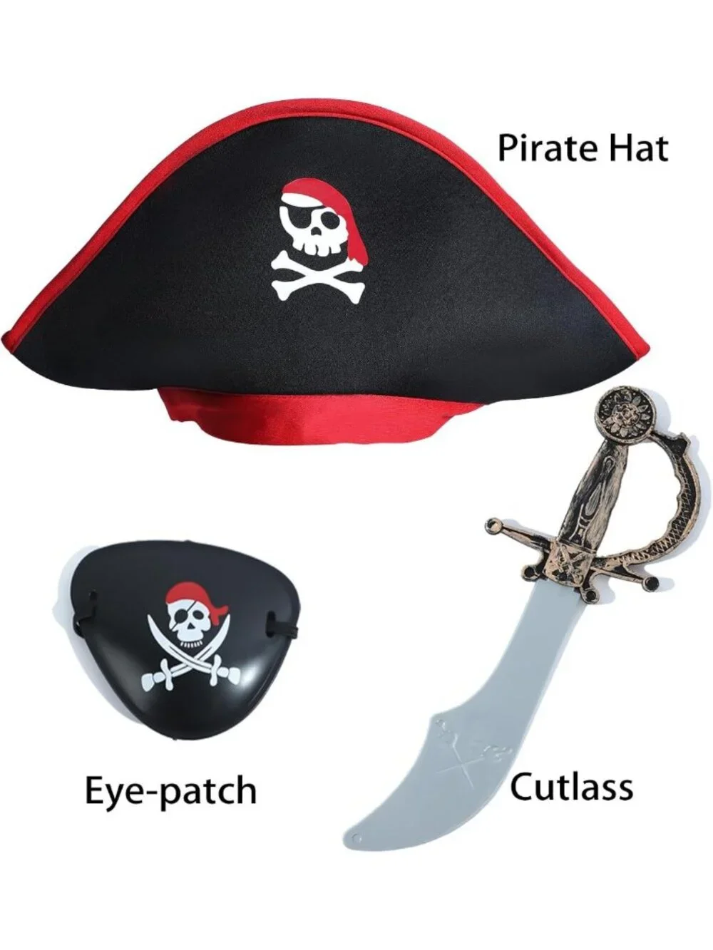 Kids' Pirate Costume Set with Hat, Eyepatch & Cutlass - Fun Dress-Up Outfit